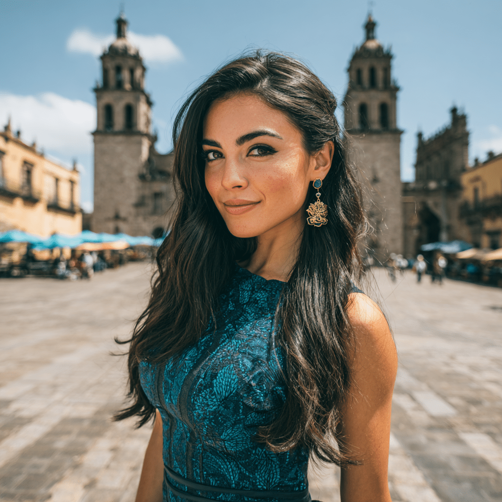 Sugar Baby con la catedral primada de fondo en Colombia