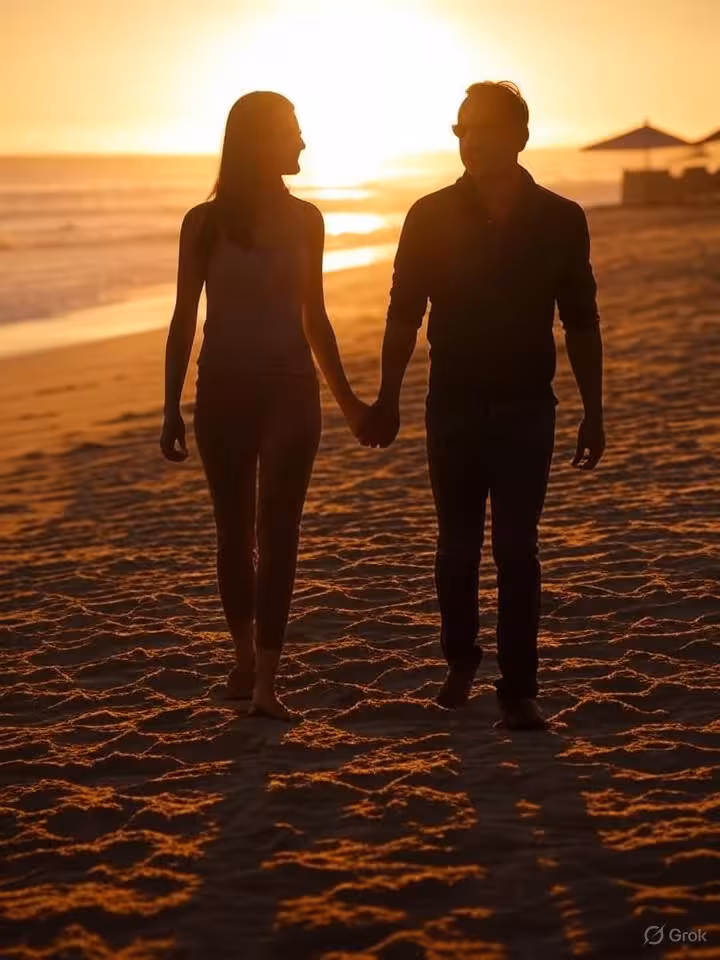 Elegant beachfront sunset in Viña del Mar Chile, romantic coastal atmosphere with golden hour lighti