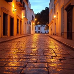 Zona Colonial de Santo Domingo: el epicentro histórico del sugar dating caribeño Historic cobblestone street in Colonial Zone Santo Domingo at golden hour, colonial architecture wit
