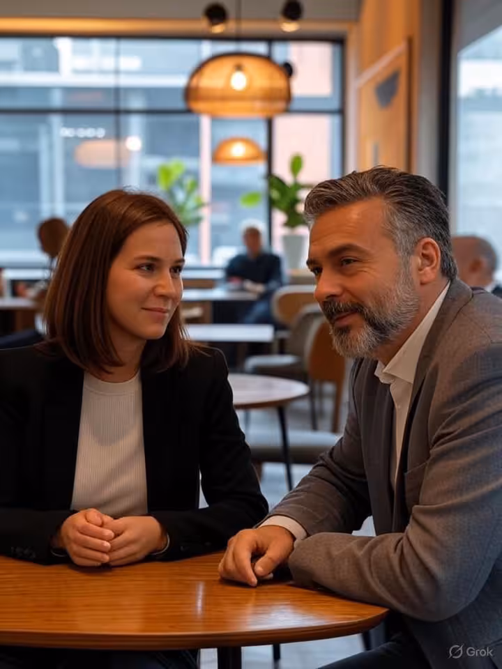 Modern upscale café interior in Zona T Bogotá, sophisticated ambiance, warm lighting, young professi