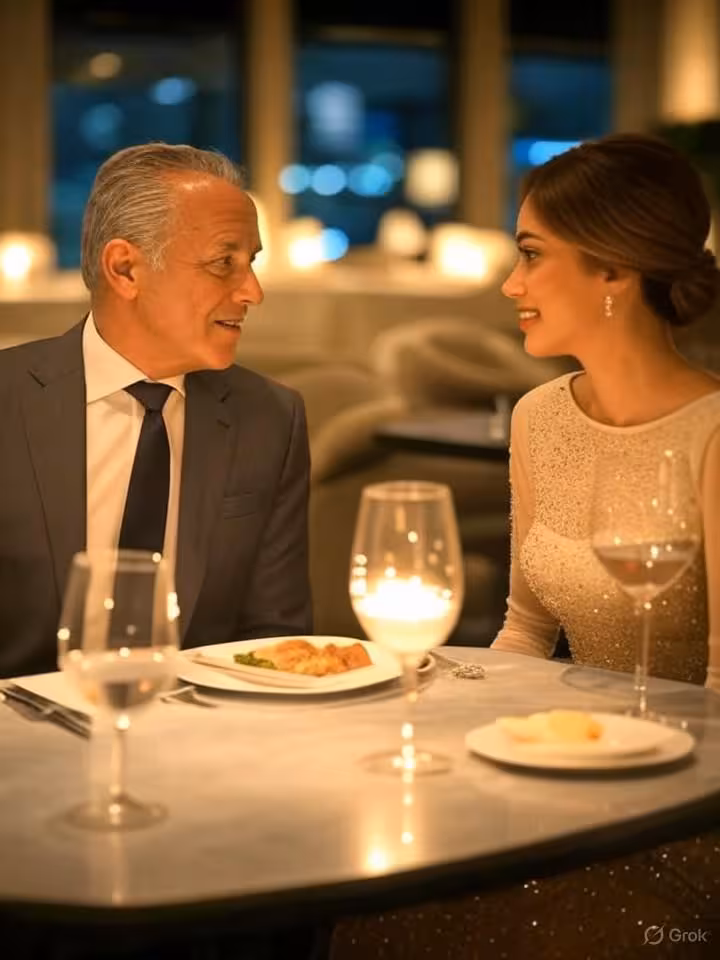 Pareja sofisticada en restaurante elegante de Ciudad de México