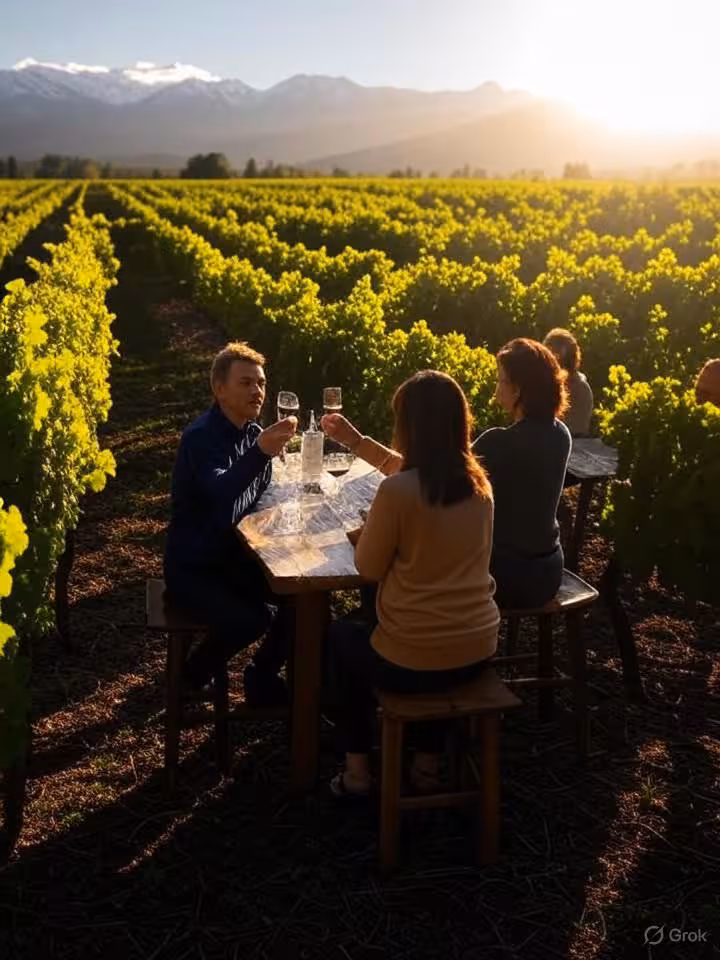 Vineyard landscape in Casablanca Valley Chile, rows of grapevines with mountains background, wine ta