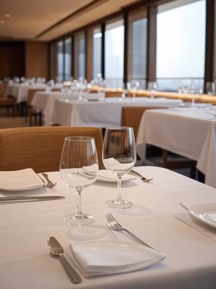 Elegant upscale restaurant interior in Latin America, sophisticated dining setting with modern desig