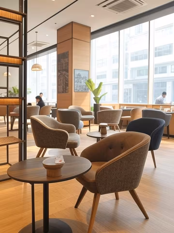 modern coffee shop interior in Samborondon district Guayaquil, contemporary design, comfortable seat