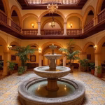 Los hoteles boutique más románticos de Latinoamérica Elegant boutique hotel interior in colonial Latin American architecture, intimate courtyard with fou